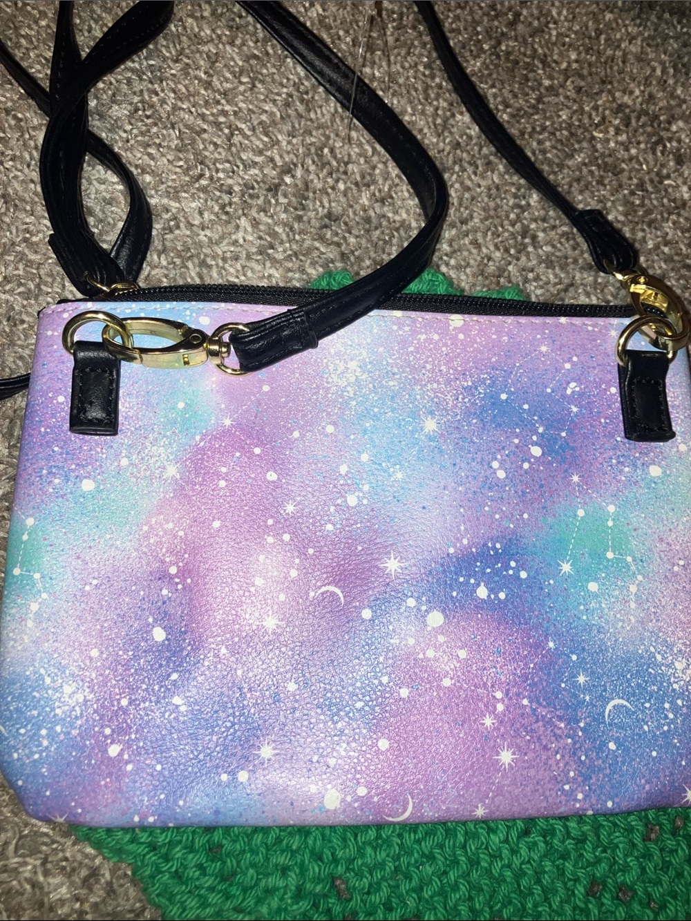 Betsey Johnson LUV Pastel Galaxy Crossbody Bag with Black Trim - Picture 3 of 6